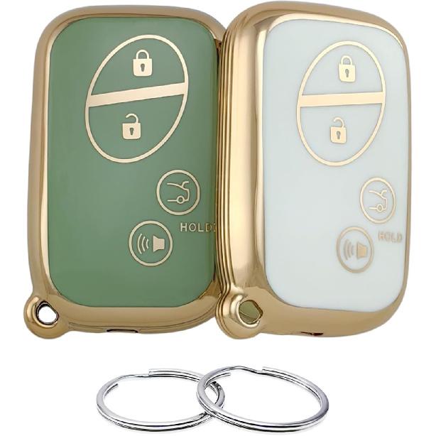 TPU Key Fob Cover Compatible with 2005-2017 Lexus CT200h ES350 GS300 GS350 GS430 GS450h GS460 Is F IS250 IS350 LS460 LS600h LX570 RX350 (Black/White)