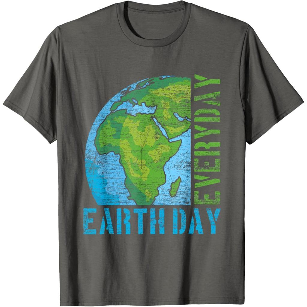 Everyday Earth Day Graphic Tee Distressed Print Casual Short Sleeve T-Shirt for Unisex
