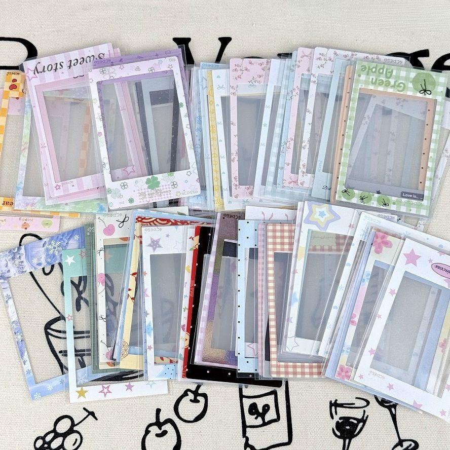 10/30/50pcs 3inch Photo Frame Paper Stickers with Protective Sleeves for Scrapbooking Kpop Idol Photocard Decor Stationery