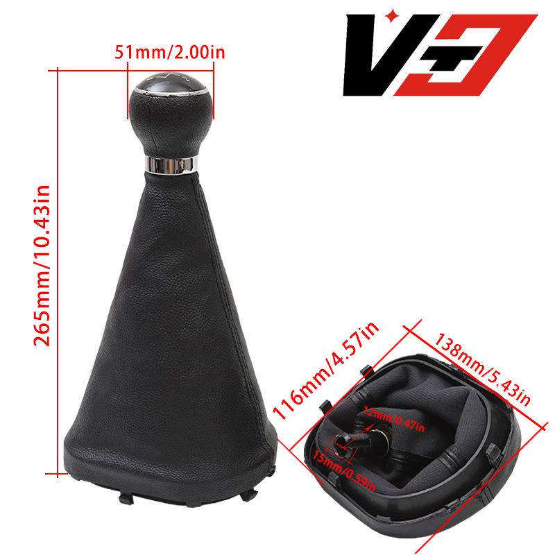 Volkswagen Caddy Touran Gear Shift Knob Black Leather Dust Cover