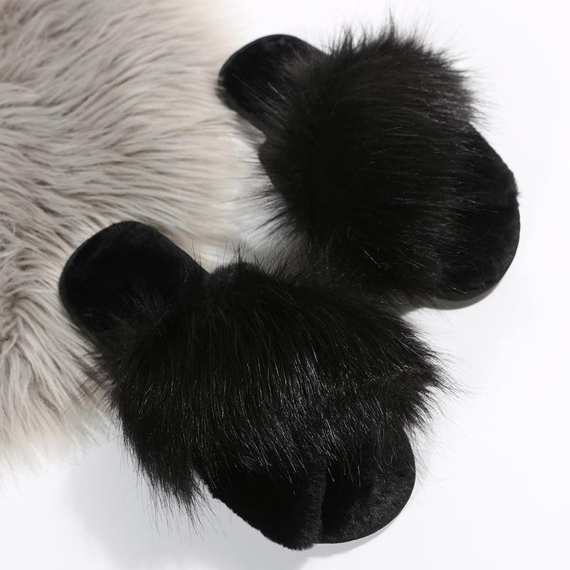 Women's Fuzzy Cross Slippers - Plus Size, Indoor/Outdoor, Autumn/Winter Warm