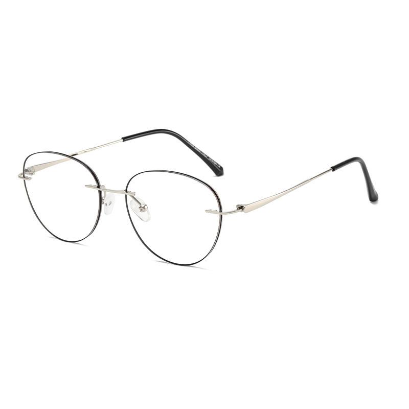 

Oval Frameless Color-Changing Reading Glasses Men S Ultra-Light Women S Anti-Blue Light Myopia Diamond Trimmed Screwless Glasses Frame Nearly 400 degrees