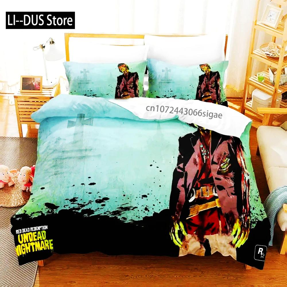 Undead Nightmare Red Dead Redemption Bedding Set Duvet Cover Bed Set Quilt Cover Pillowcase Comforter King Queen Size Boys Adult