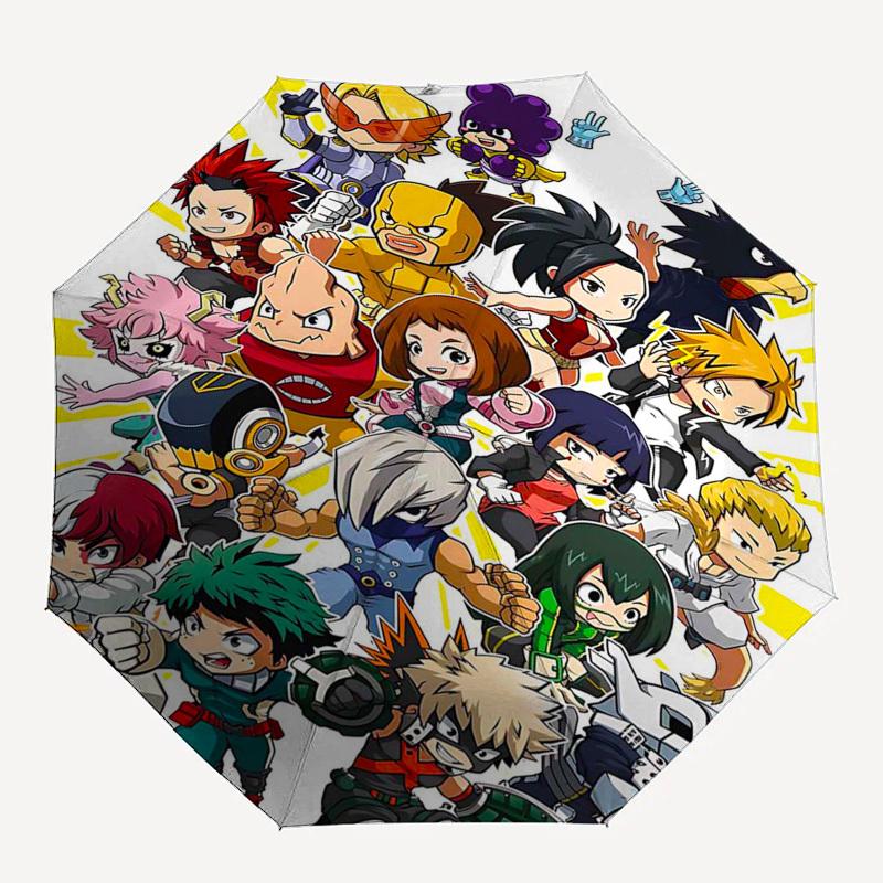 1pc Outdoor Umbrella with My Hero Academia Characters - Automatic Opening/Closing, Portable 3-Fold Design, 8-Rib Iron Frame - Perfect Gift for Fa