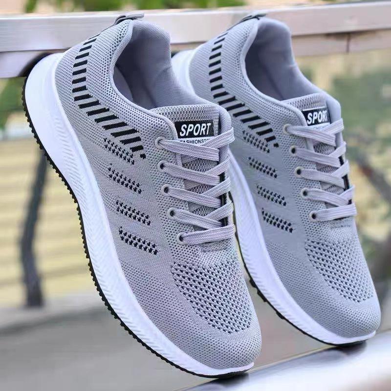 

2025 Summer Unisex Mesh Casual Sneakers Outdoor Breathable Light Lace Up Casual Shoes for Men Flat Walking Training Sports Shoes 39 серый