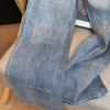 American Spicy Girl Rhinestone Lace Patchwork High-Waisted Straight Leg Slimming Denim Jeans