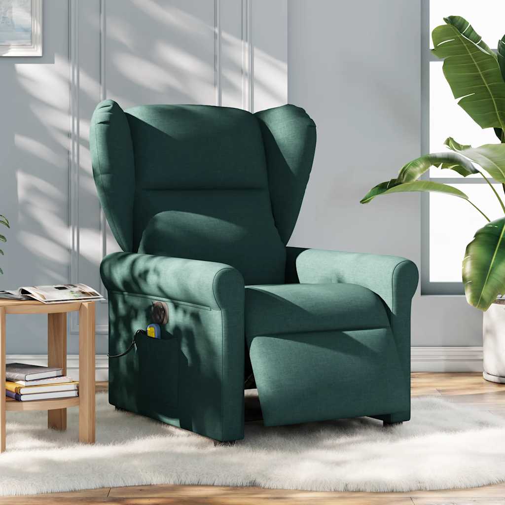 Electric Massage Recliner Dark Green Fabric