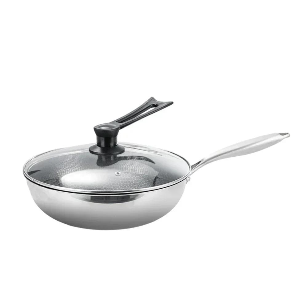 

Frying Pan Griddle Non-stick Deep Fryer Stir Fry Pan For Open Flame Use Three Layer Steel Cookware Kitchen Accessories