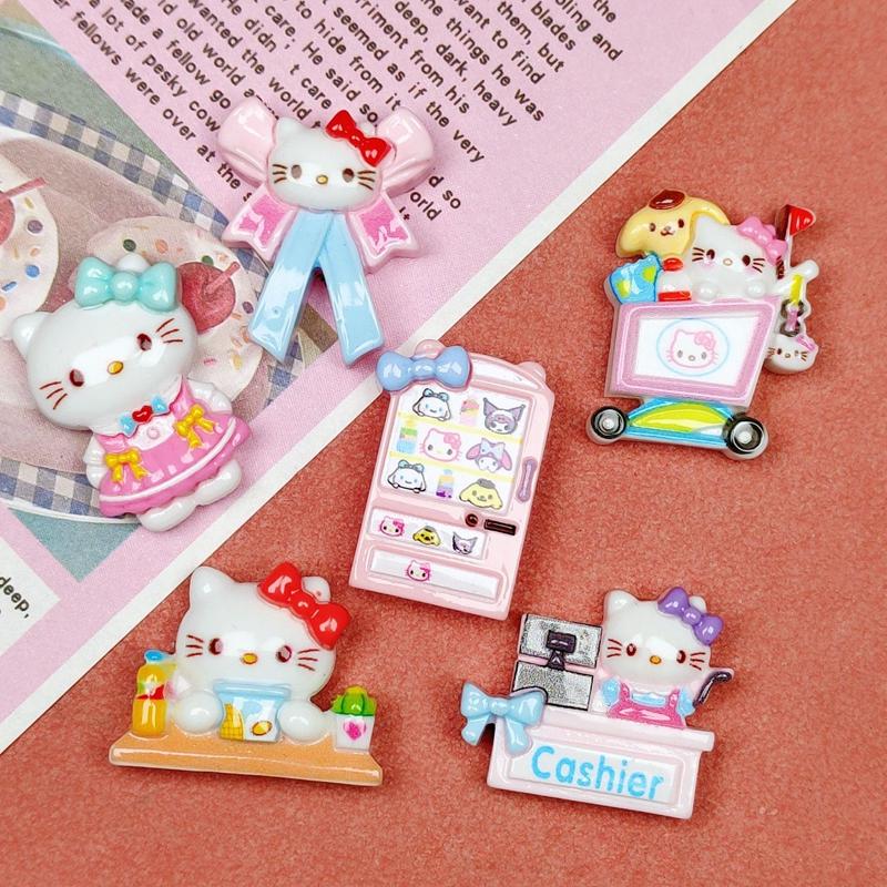 10Pcs Cartoon Resin Cute Animal Cats, Bow, Game Console Style Hairpin Scrapbook Craft Diy Miniature Ornament Accessories A34
