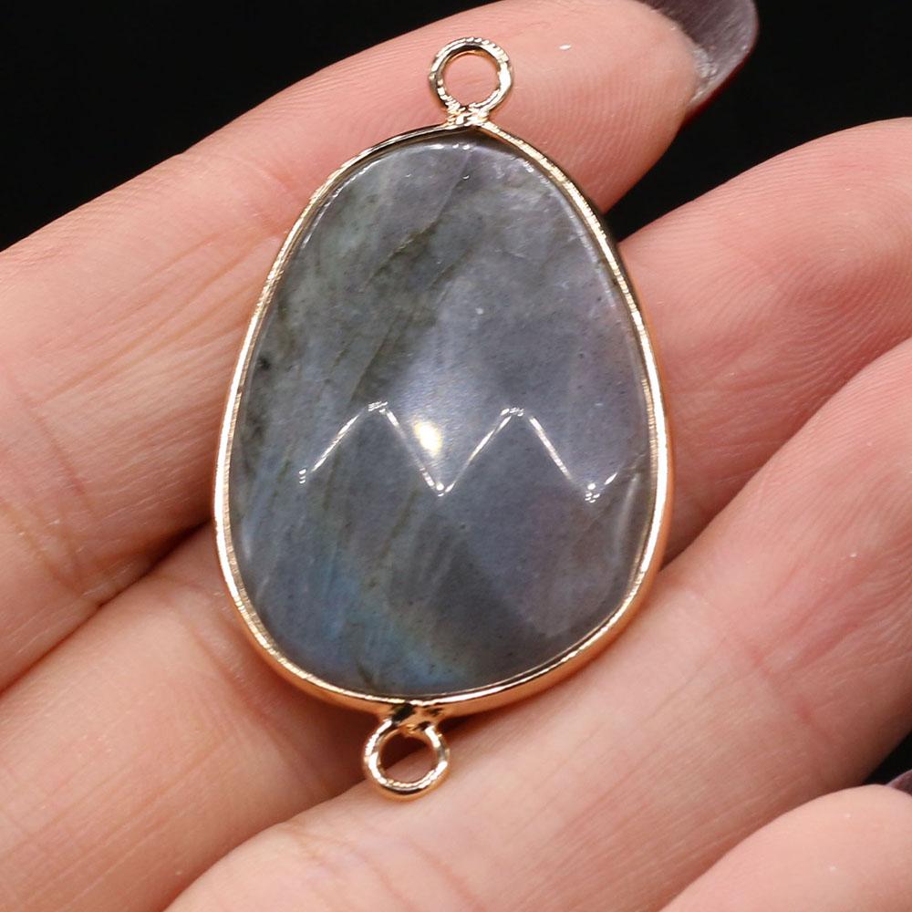 1Pc Reiki Healing Crystal Connector, Energy Natural Stone Gemstone Pendant Connectors for Jewelry Making DIY Necklace Bracelet Accessories Crafts
