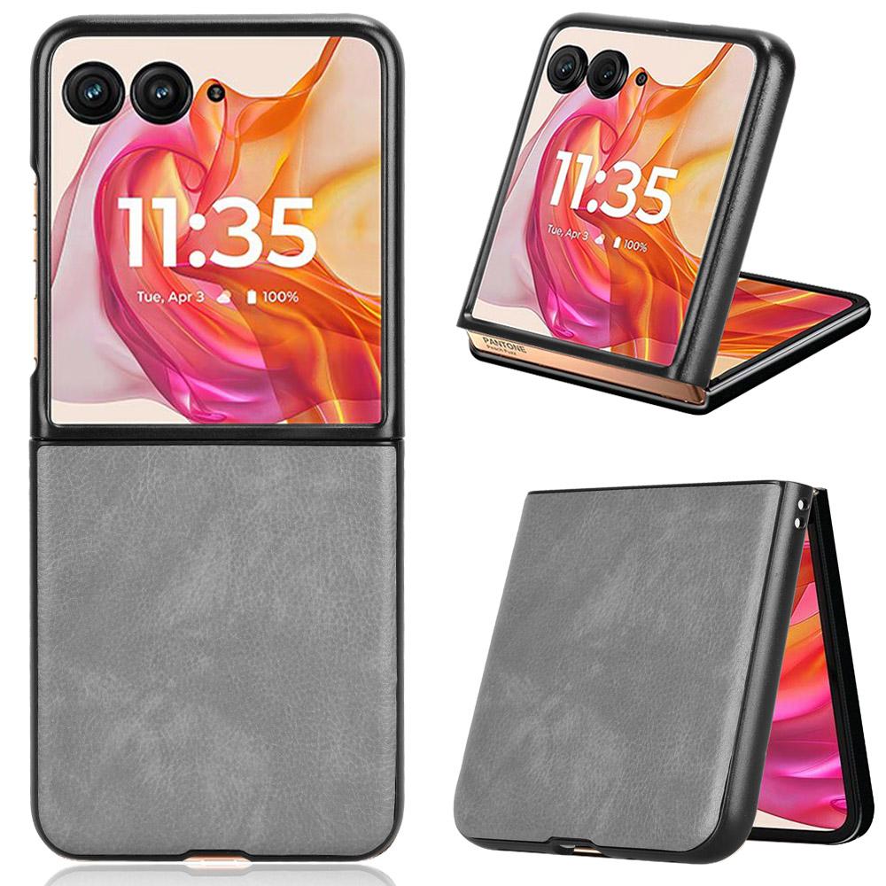 Für Motorola Razr 50 Ultra 5G Hülle Leder PC Handyhülle mit Litschi-Textur