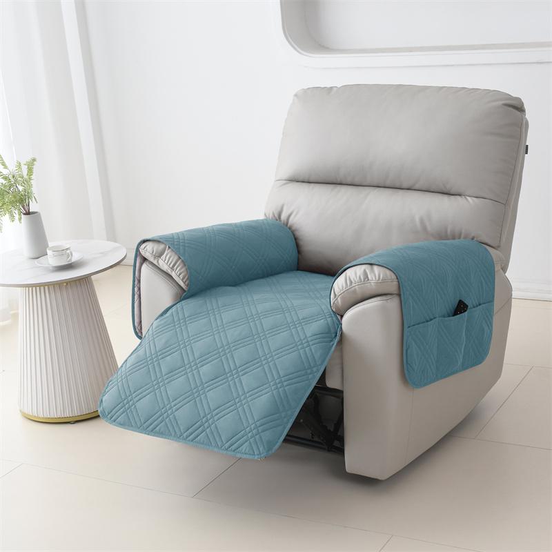 1 Seater Nordic Style Recliner Sofa Seat Covers with Pocket Durable Armchair Protective Case Non-slip Couch Pad for Living Room