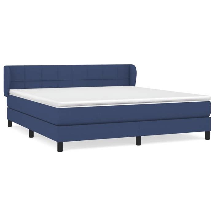3126259 vidaXL Lit à sommier tapissier avec matelas Bleu 160x200 cm Tissu