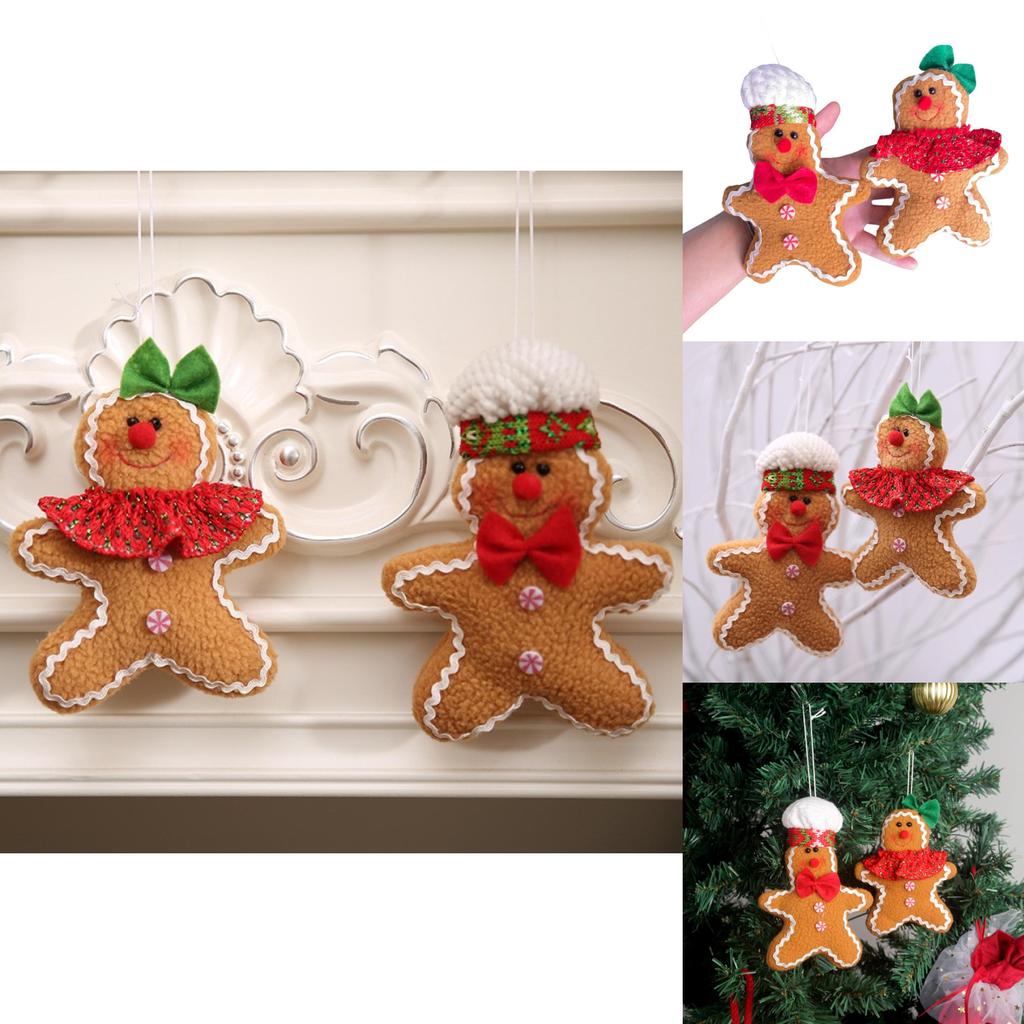 Adorable Brown Fabric Gingerbread Man Doll Festive Christmas Tree Ornament Decoration