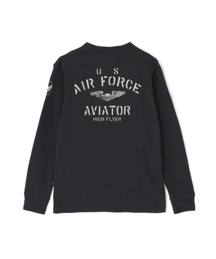 AVIREX HONEYCOMB WAFFLE USAF L/S T-SHIRT navy