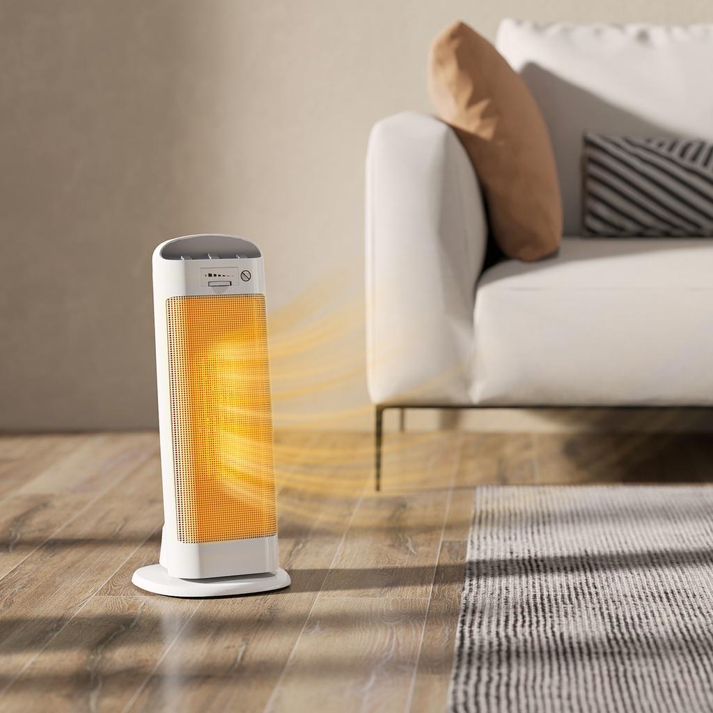 Ceramic space heater 2000 W, electric fan heater 4 modes, adjustable thermostat, 20x20x49cm, white
