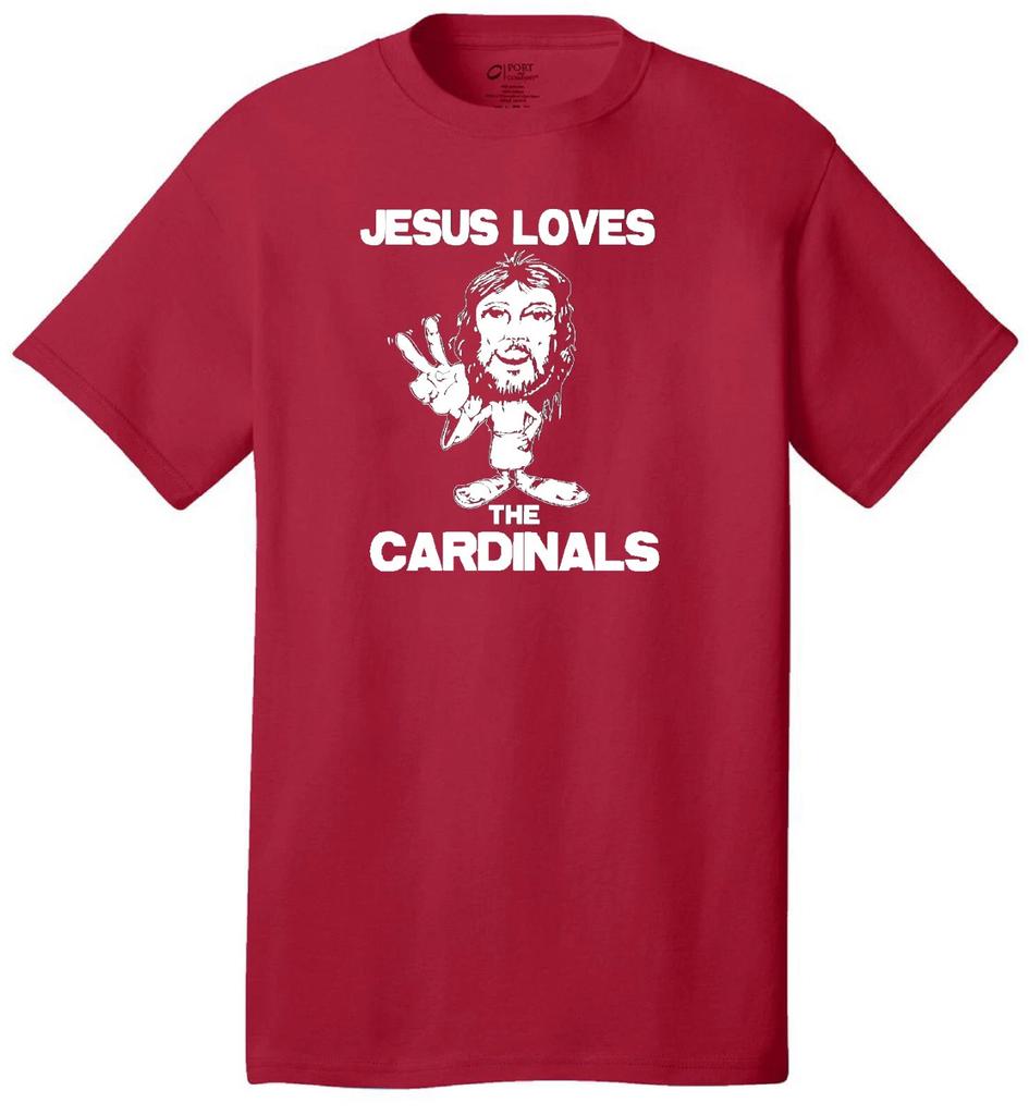 JESUS LOVES THE CARDINALS CHRISTIAN HARDCORE BASEBALL FOOTBALL JERSEY T-shirt