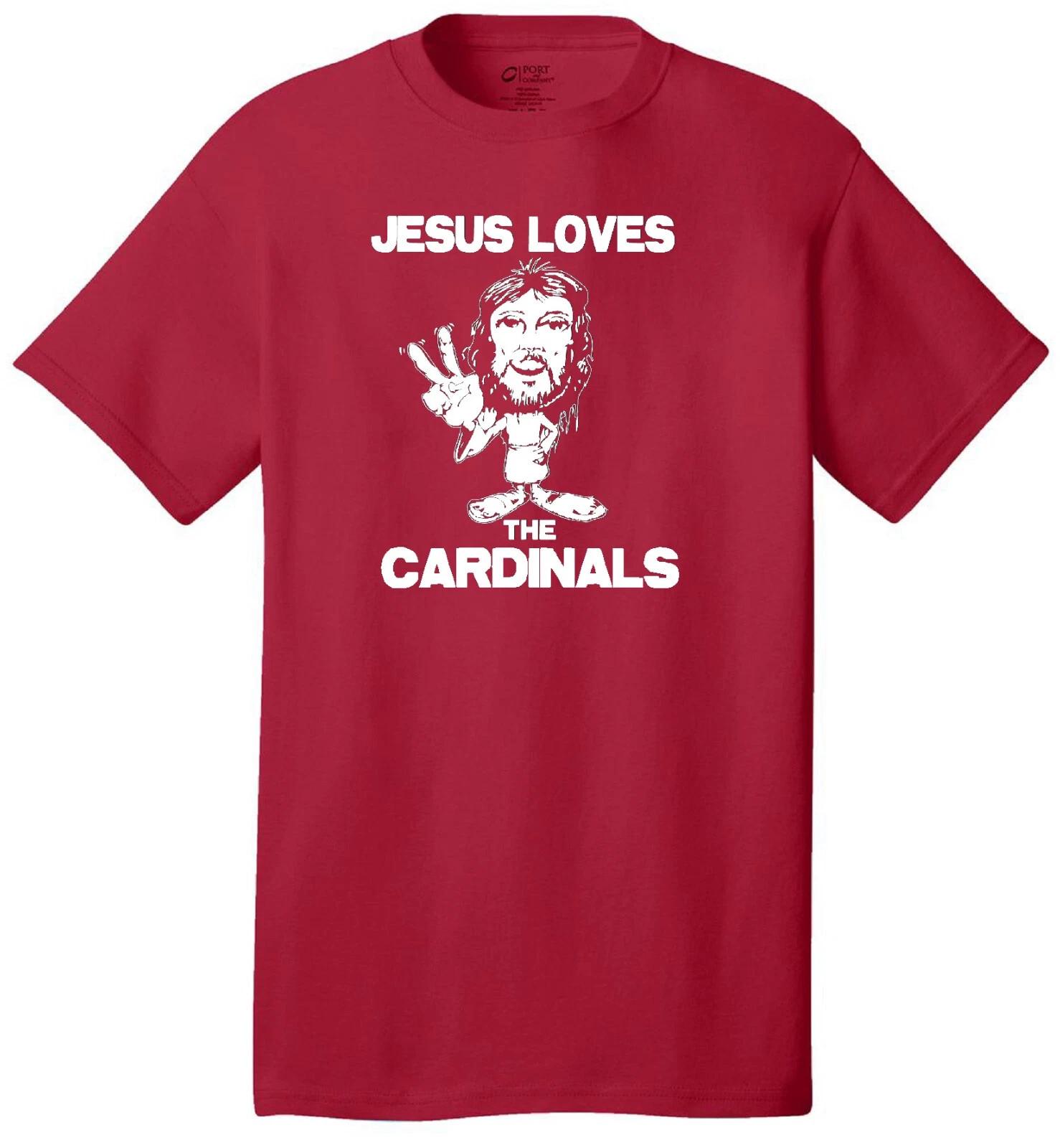JESUS LOVES THE CARDINALS CHRISTIAN HARDCORE BASEBALL FOOTBALL JERSEY T-shirt 4XL