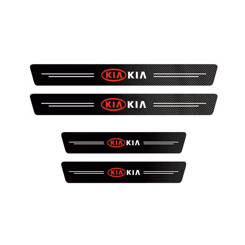 For Kia Morning Picanto Cerato Venga Cadenza K9 Seltos Tellurid Car Stickers Anti Scratch Door Sill Strip Carbon Fiber Threshold