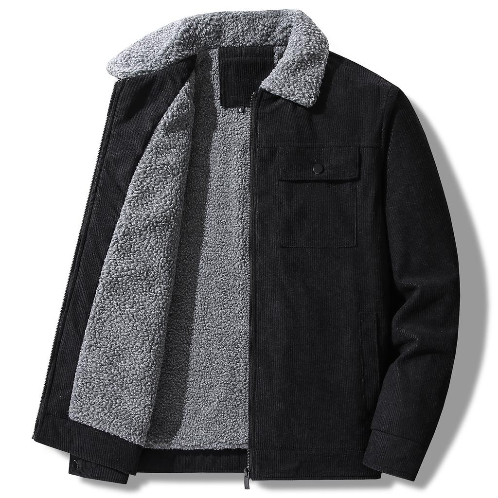 Winter Men's Corduroy Lapel Plus Velvet Thickened Jacket Men's Large Size Casual and Fashionable Comfortable Men's Jacket
