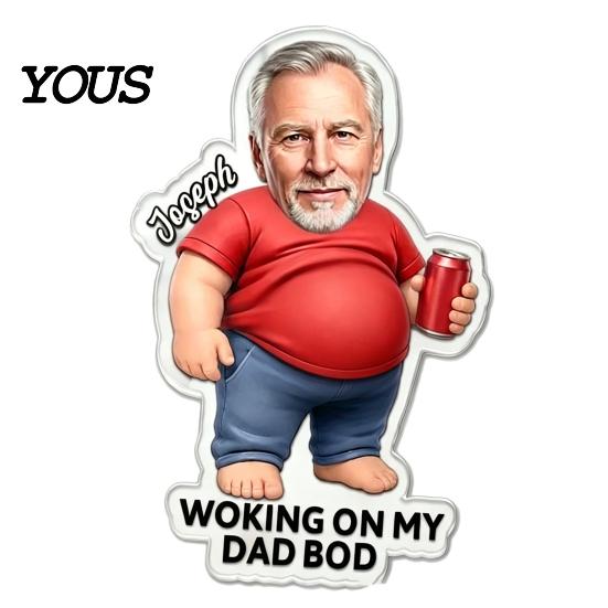 Stress Relief Fridge Magnet Daddy with Soft Tummy, Squeeze Dads Cabinet Belly Refrigerator Magnet, Photo Holder for Kitchen Decor