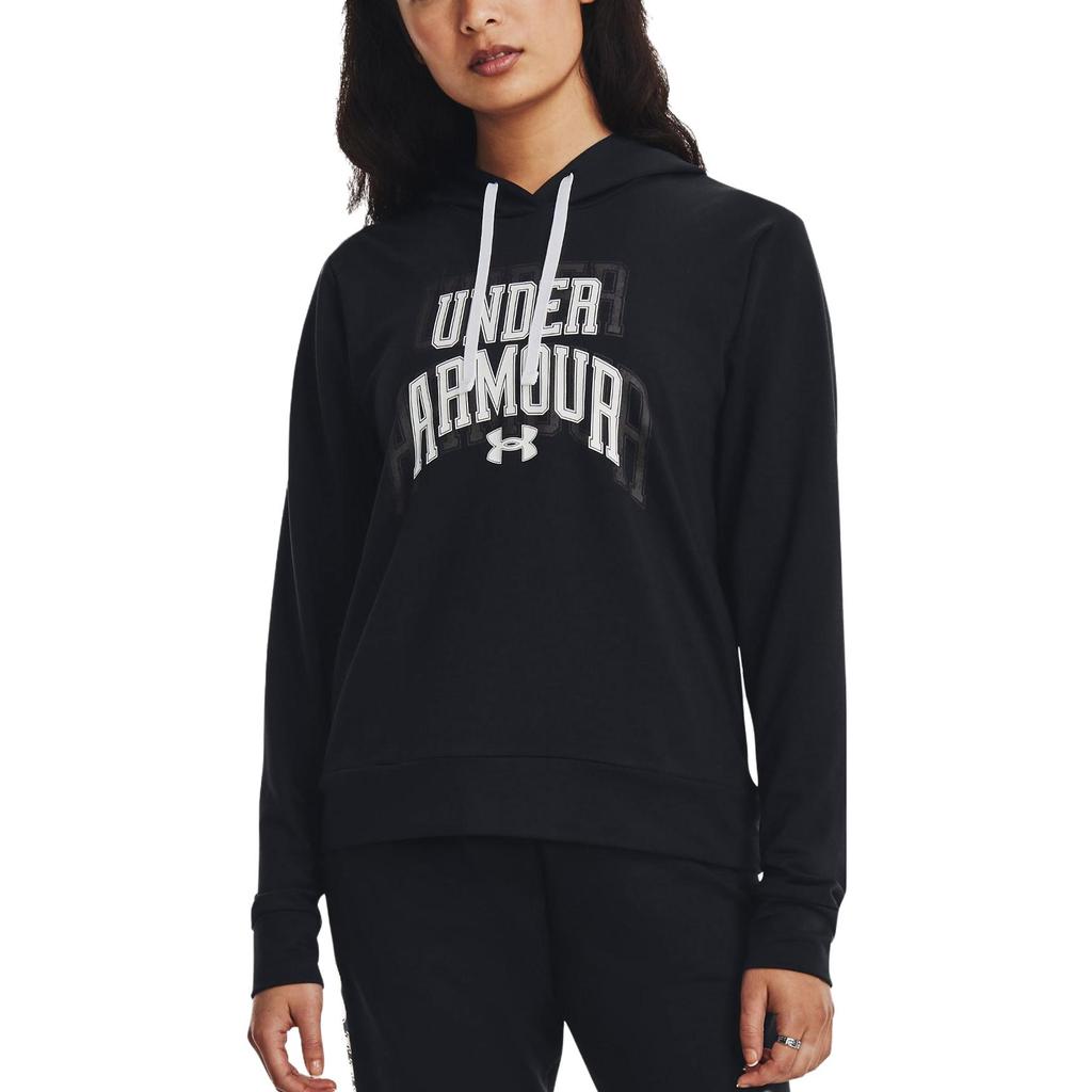 Under Armour Lettered Pullover Hoodie Long Sleeve Sweatshirt Women Sweatshirt Black 1379610-001