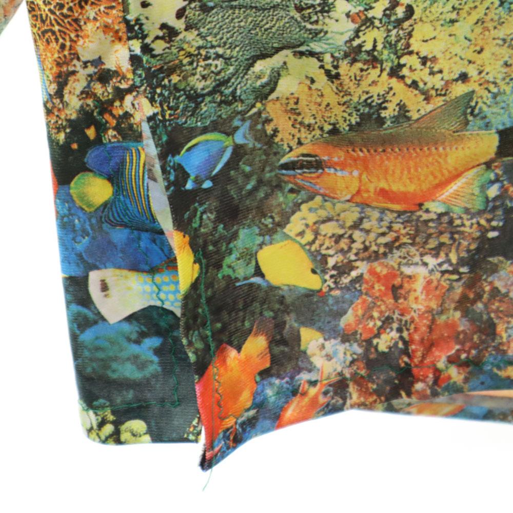 Vintage 70. léta Transkripční Vzor ryby Dlouhý rukáv Skipper Barva košile Pánská Použitá