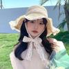 Women Wide Brim Summer Hat Portable Design Elegant Straw Hats Lace Hollow Straw Hat for Travel Holiday Beach Playing