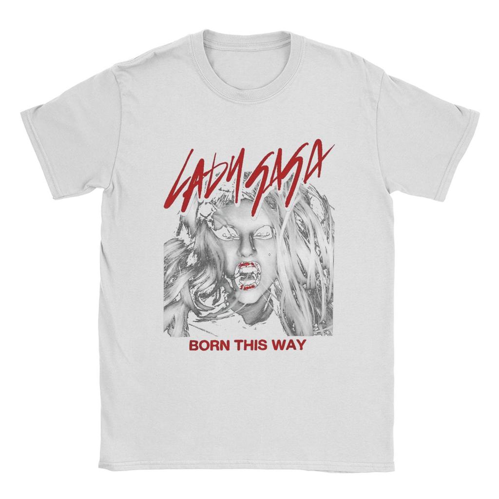 Mens Official Lady Born This Way T Shirt Singer Rock Gagas Cotton Merchandise Cool Short Sleeve Crew Neck Tees Adult TShirts