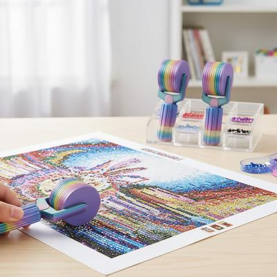 2Pcs 3D Printed Diamond Painting Roller Easy-Grip Hand Roller Pressing Tool DIY Craft Tool for Rhinestone Embroidery