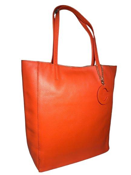

Rebecca Vertical Tote Made with Genuine Italian Unisex CPJ-NS40TB8 Bag, Leather, (Orange) помаранчевий