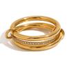 Stainless Steel Cubic Zirconia Stackable Rings for Women 18k GoldPlating Multi-Link Connected Statement Ring Stack Jewelry