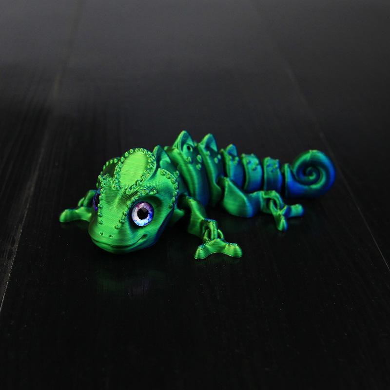 

3D Printed Movable Chameleon Eyeball Figurine - Creative Jewelry Ornament Gift