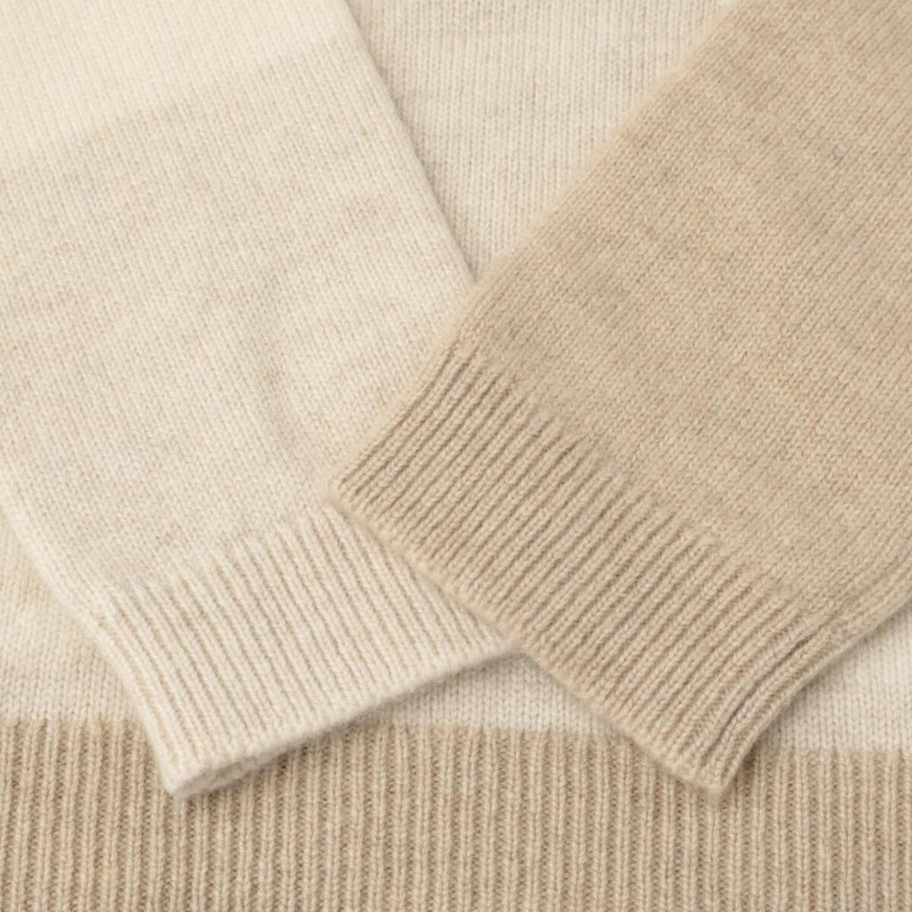 HERMES Brides de Gala/Brid de Gala Beige x Ivory Cashmere Crew Neck Long Sleeve Knit Pullover tops 36 Beige x IvoryUsed