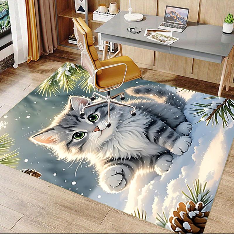 1PC cat snowflake Carpet Ultra Soft, Thick & Absorbent, Non Slip Machine Washable Mat for Entryway
