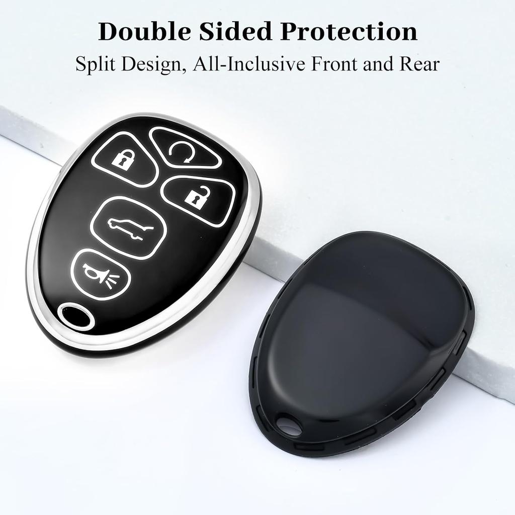 For Chevrolet Key Fob Cover, Soft TPU Protection Car Key Case Compatible with Chevy Suburban Tahoe Traverse Buick Enclave Cadillac Escalade GMC