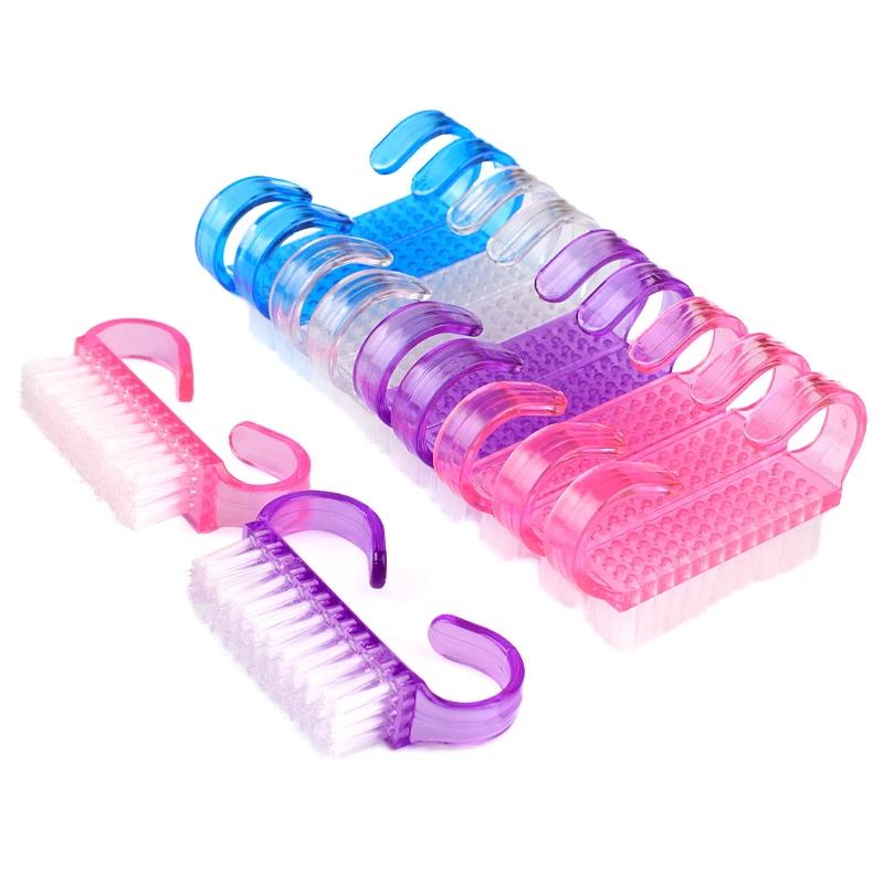 10pcs Plastic Nail Cleaning Brush Nail Dust Soft Remover For Nail Care Small Angle Mix Color Manicure Pedicure Nail Salon Tools