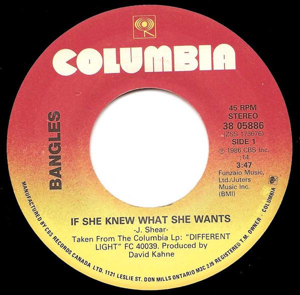 7inch Record BANGLES If She Knew What She Wants 3805886 Columbia 1986 Canada Rock Used