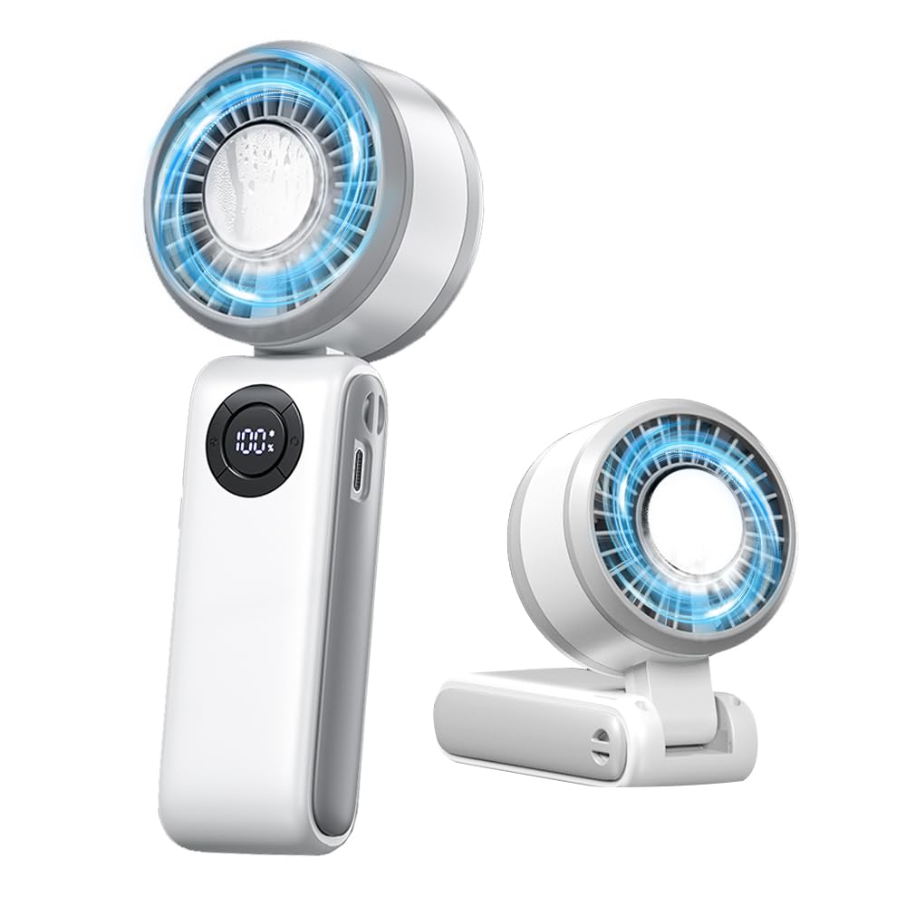 

Ручной вентилятор с охлаждением Мгновенное охлаждение Мини Портативный Бесступенчатый воздушный поток 7 5000 мАч Большой со светодиодным ЖК-дисплеем Кабель Тепловой удар Идеально подходит для фейерверков и белый