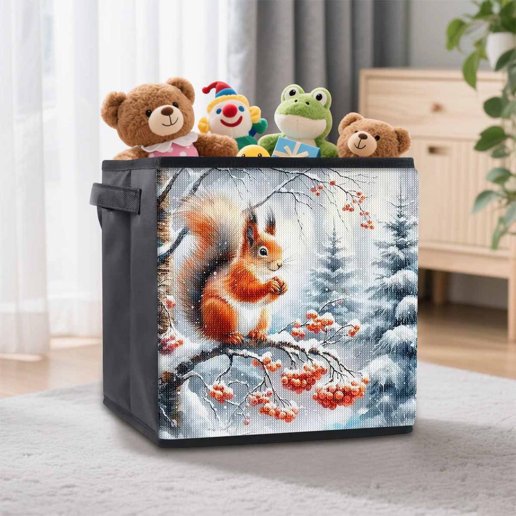 The Squirrel on The Branch 5D Diamond Painting Storage Basket Full Round Drill Mosaic Diamond Embroidery Cross Stitch Kits Home Decor Home Decor