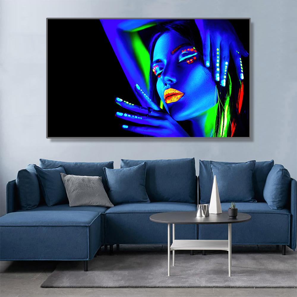 Moderne sexy schwarze Frauen-Wandkunst auf Leinwand, skandinavische Poster und Drucke, Wandkunstbild für Wohnzimmerdekoration