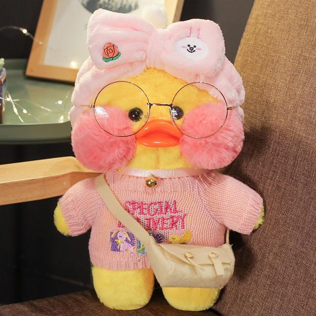 Whosale 30cm Cute Lalafanfan Cafe Duck Plush Toy Stuffed Soft Kawaii Duck Doll Animal Pillow Birthday Gift For Kids Children