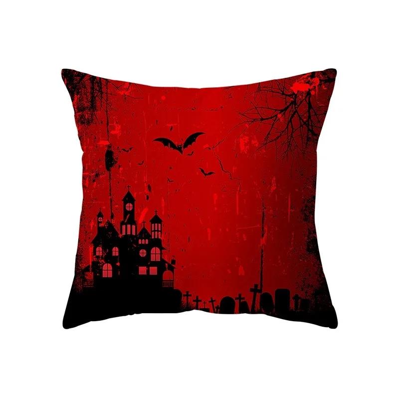 Halloween-themed Decorative Pillowcase, Cross Haunted House, Office, Living Room, Sofa, Car