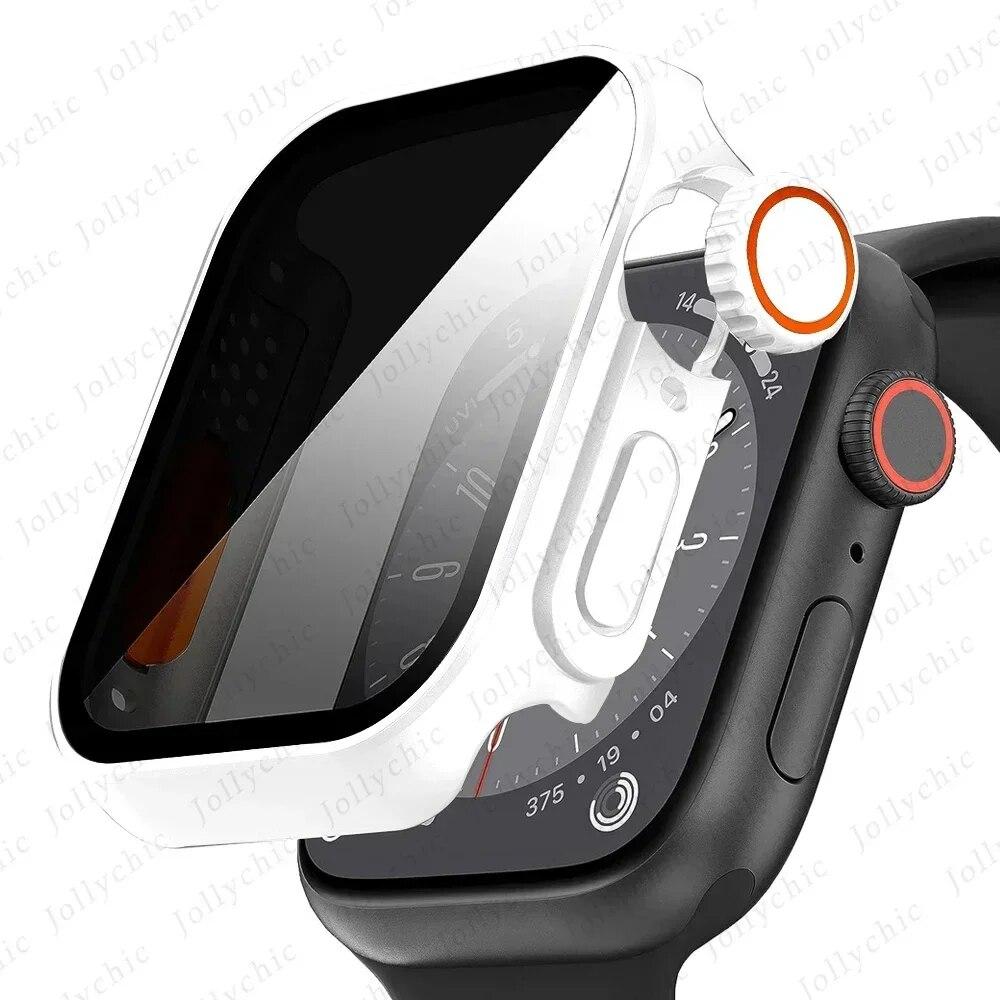Metall Glas+Hülle Für Apple Watch 9 8 7 6 5 4 Serie Displayschutz Ändern zu Ultra i watch 45mm 44 41 40mm Schutz der Privatsphäre