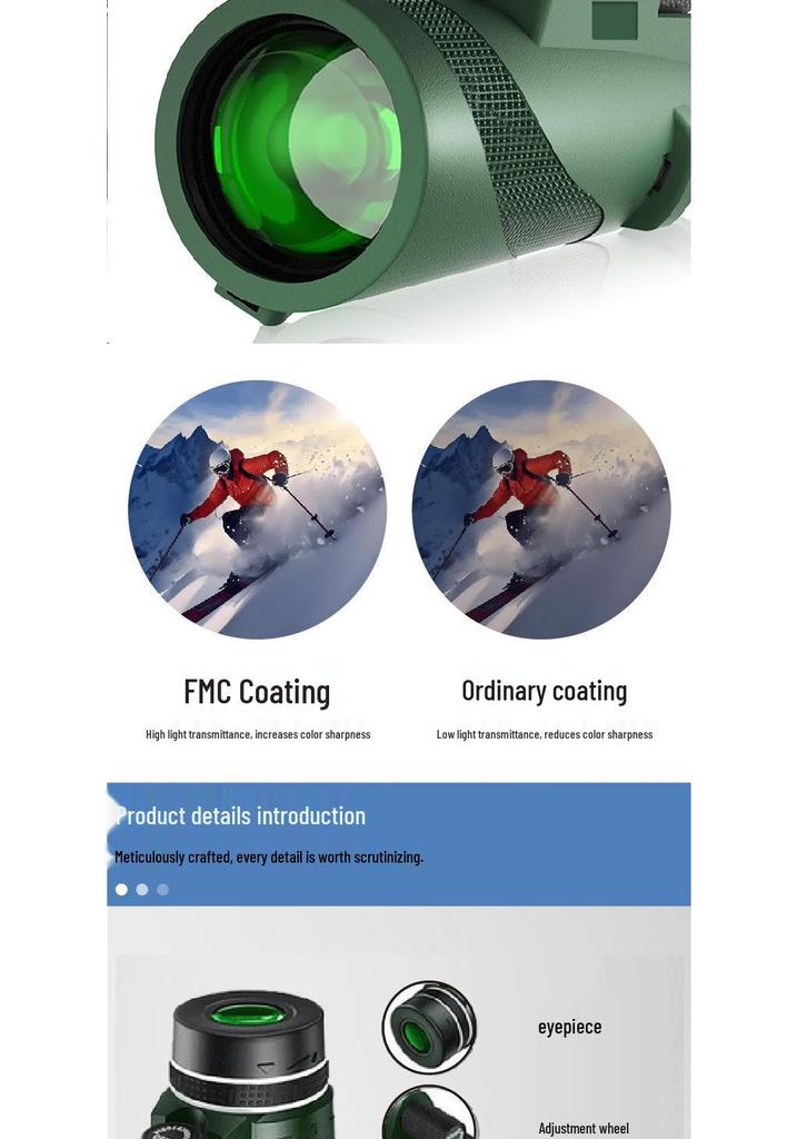 High-Definition Monocular Telescope with Night Vision for Outdoor and Mobile Photography