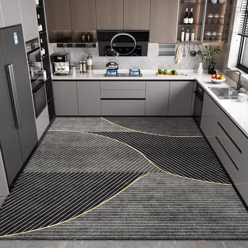 Kitchen Floor Mat Waterproof Non-slip Oil-proof PVC Leather Soft Carpet Wipeable Washable Dirt-resistant Balcony Rug Alfombr