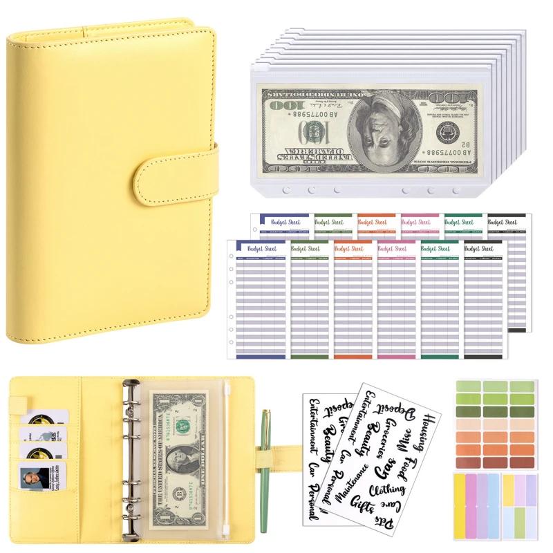 Color A6 Budget Binders Planner 6 Hole 8 Zipper Envelopes 2 Stickers in One NoteBook Wallet For Save Money Organizer Cash System