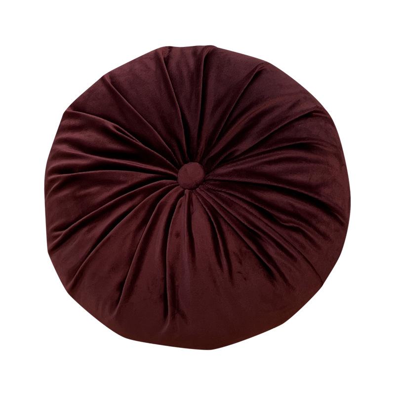 Round Pumpkin Velvet Cushion - Plush Solid Color Waist Support Pillow
