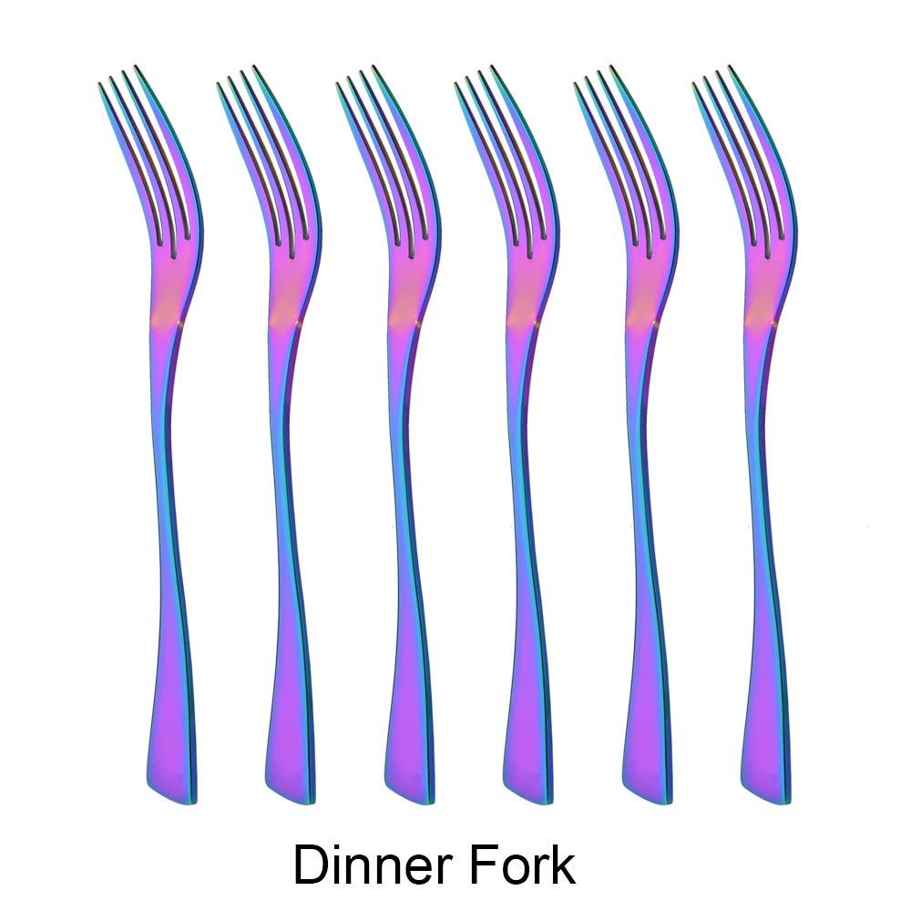 Luxury 6Pcs Dinner Fork Tableware Dinnerware 18/10 Stainless Steel Silverware Gold Kitchen Party Home Flatware Cutlery Set