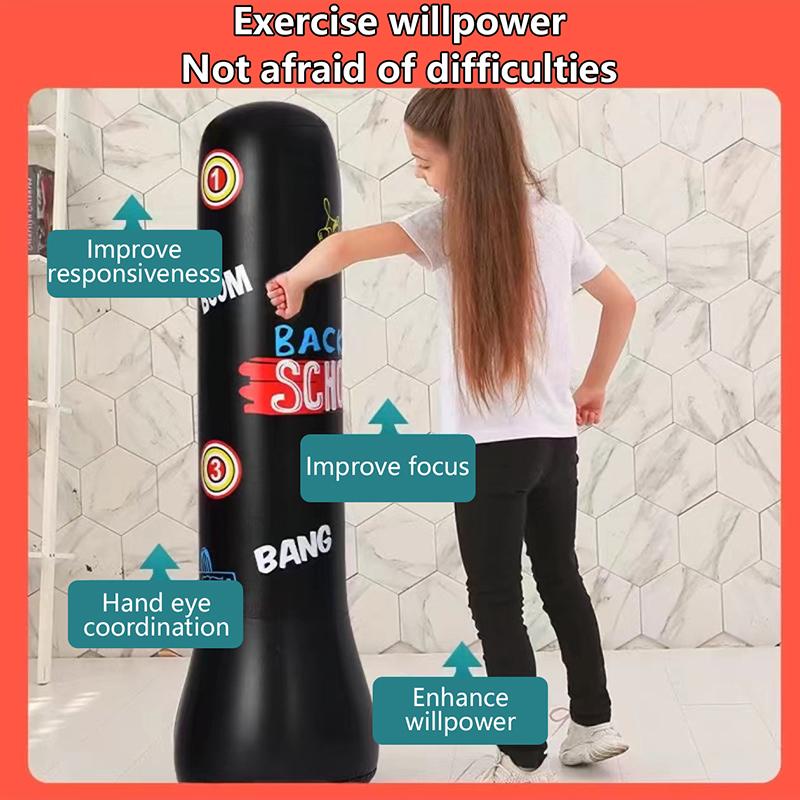 Sac de Box Gonflabil de Pumn Antrenament Fitness Sac de Box Pvc Sporturi Luptă Coloană Jucărie Copii Box Luptă Presiune Sac de Nisip